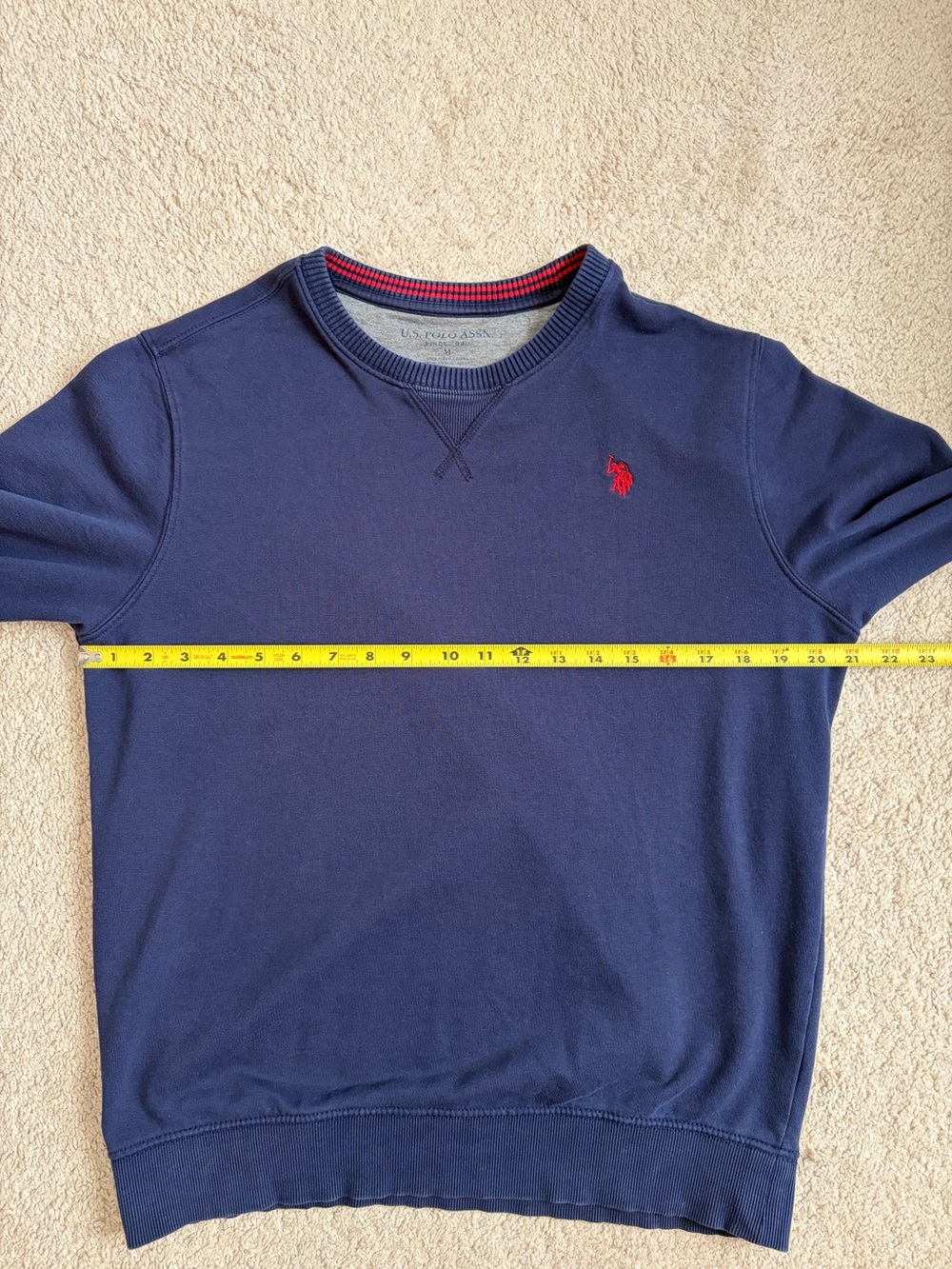 US Polo Assn Men's Sz Medium Navy Blue Crewneck Sweatshirt Luxury Feel Pullover - Picture 10 of 10
